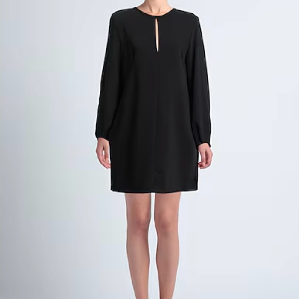 LAUREN Ralph Lauren Isaak Crepe Keyhole Dress Sz 14 Solid Black Long Sleeve